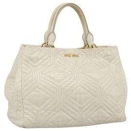 Miu Miu Handtasche aus Leder Ivory Gold Auth 196961A Golden Roh