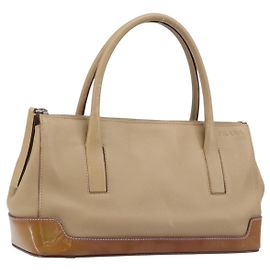PRADA Handtasche aus Leder beige silber authentisch 197618 Silber Beige