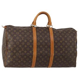LOUIS VUITTON Monogram Keepall 55 Boston Bag M41424 LV Auth 196262A Monograma