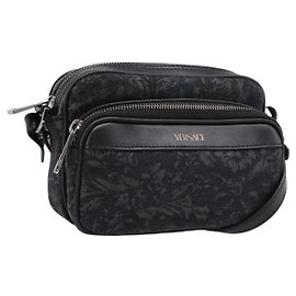 VERSACE Jacquard Shoulder Bag Canvas Black Silver Auth BA15281V Black Silvery