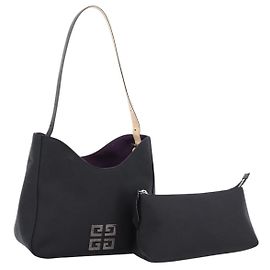 Sac à main GIVENCHY Nylon Noir Argent Auth 197834 Noir Argenté
