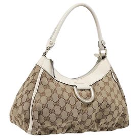 Sac à main GUCCI GG Canvas Beige Gold 190525 Auth 199666V Beige Doré