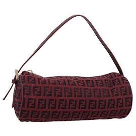 FENDI Zucchino Canvas Handtasche Rot Goldfarben 7N0016 Auth 199001A Rot Andere