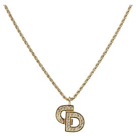 Colar Christian Dior metal Gold Tone Auth 199297M Outro