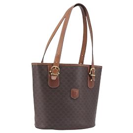 Céline Bolsa de Mão CELINE Macadam PVC Couro Marrom Tom Dourado Auth ep15677 Marrom Outro