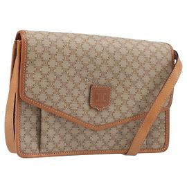 Céline Borsa a Tracolla CELINE Macadam PVC Pelle Beige Tono Oro Auth ep15726 Beige Altro