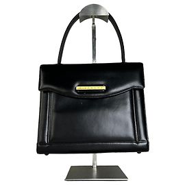 Bolsa Vintage Givenchy em couro liso Preta Dourada Preto