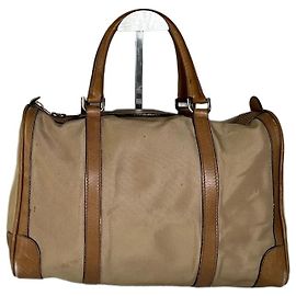 Sac Duffle Vintage Gucci Canvas Beige Brown Gold Beige