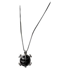 Collana con pendente logo Givenchy vintage argento nero Argento