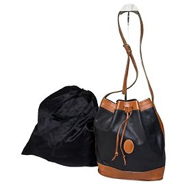 Borsa secchiello Vintage Yves Saint Laurent Monogram in pelle Black Tan Nero