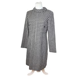 Chloé Vintage Chloe Houndstooth Wool Blend Dress Black White Black