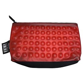 Vintage Issey Miyake Rubber Nylon Pouch Red Black Zip Red