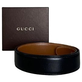 Vintage Gucci Ledergürtel Schwarz Tan Ohne Schnalle Schwarz