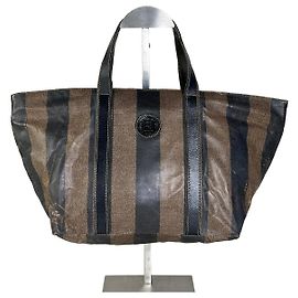 Tote Vintage Fendi Canvas Nero e Marrone Marrone