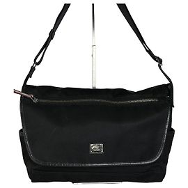 Vintage Burberry Nylon Shoulder Bag Black Silver Black