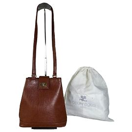 Borsa a tracolla Vintage Courreges in pelle testurizzata Rust Gold Rosso