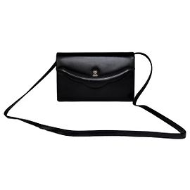 Borsa crossbody vintage Givenchy in pelle nera e oro Nero