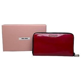 Vintage Miu Miu Patent Leather Zip Wallet Red Red