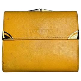 Vintage Givenchy Saffiano Leather Wallet Yellow Silver Yellow