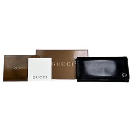 Vintage Gucci Leather Wallet Black Silver Black