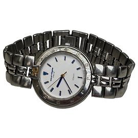 Reloj de pulsera Vintage Courreges de acero inoxidable Plata Blanco Plata