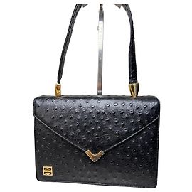 Bolsa de mão estruturada em couro Givenchy Vintage Preta e Dourada Preto