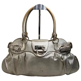 Salvatore Ferragamo Vintage Ferragamo Structured Leather Bag Gold Metallic