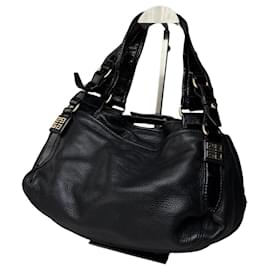 Vintage Givenchy Soft Leather Handbag Black Gold Black