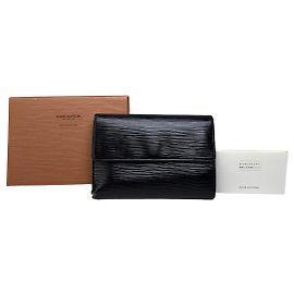 Vintage Louis Vuitton Epi Leather Wallet Black Gold Black
