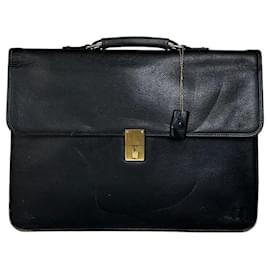 Mallette structurée en cuir Vintage Givenchy Noir Or Noir