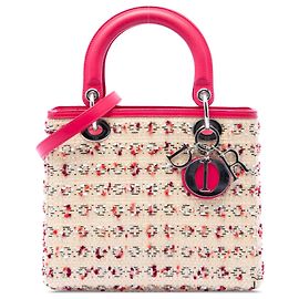 Bolsa Lady Dior Medium em ráfia tecida Bege Bege