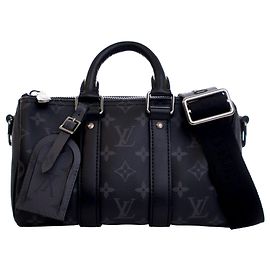 Sac Keepall Bandouliere 25 Louis Vuitton Monogram Eclipse Reverse Noir Noir