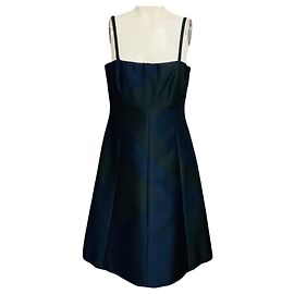 Giorgio Armani Borgo 21 Collection Navy Blue / Black Silk Satin Bubble Dress Navy blue