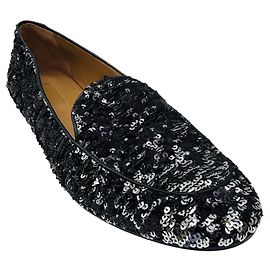 Sapatilhas Loafer Aquazzura Silver Metallic Sequined Prata