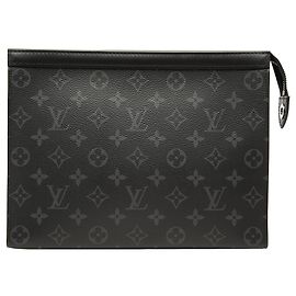 Louis Vuitton Monogram Eclipse Pochette Voyage MM Clutch Tasche Schwarz Schwarz
