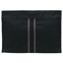 Black Hermès Canvas Fourre Tout Clutch Black