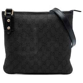 Sac messager Gucci GG en denim noir Noir