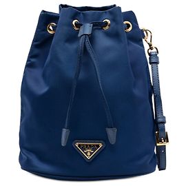 Blue Prada Re-Nylon Drawstring Pouch Blue
