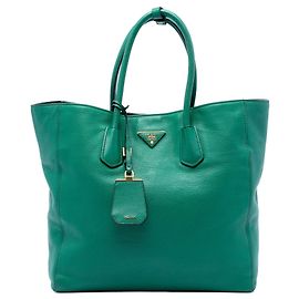 Sac cabas convertible ouvert Prada Vitello Daino Vert Vert