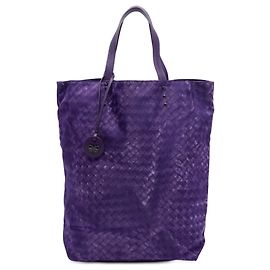 Tote Vertical Bottega Veneta em Nylon Intrecciolusion Roxo Roxo