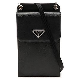 Bolsa Crossbody para Smartphone Prada Saffiano Preta Preto