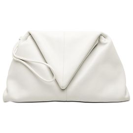 Clutch Angular BV Trine em couro branco Bottega Veneta Branco