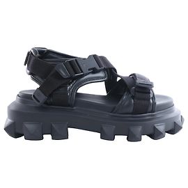 Valentino Garavani Rockstuds Leather x Fabric Sandals in Black TXF42Y2, Size EU 42 Black
