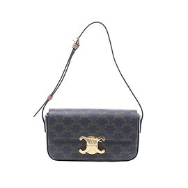 Céline Bolsa de ombro Celine Triomphe Claude em PVC e couro, marrom Marrom
