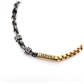 Colar Versace La Vacanza Greca Prata Dourado