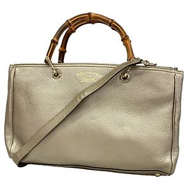 Bolsa Gucci Bamboo em Silver Prata