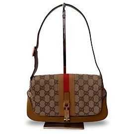 Borsa a tracolla Gucci GG Canvas e pelle nero beige Nero Beige