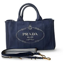 Borsa tote Prada Canapa blu e oro Blu D'oro