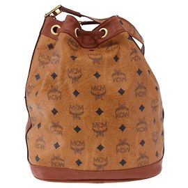 MCM Drawstring Leather Marron