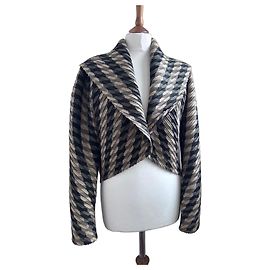Issey Miyake Veste Plissée Noir Beige Gris